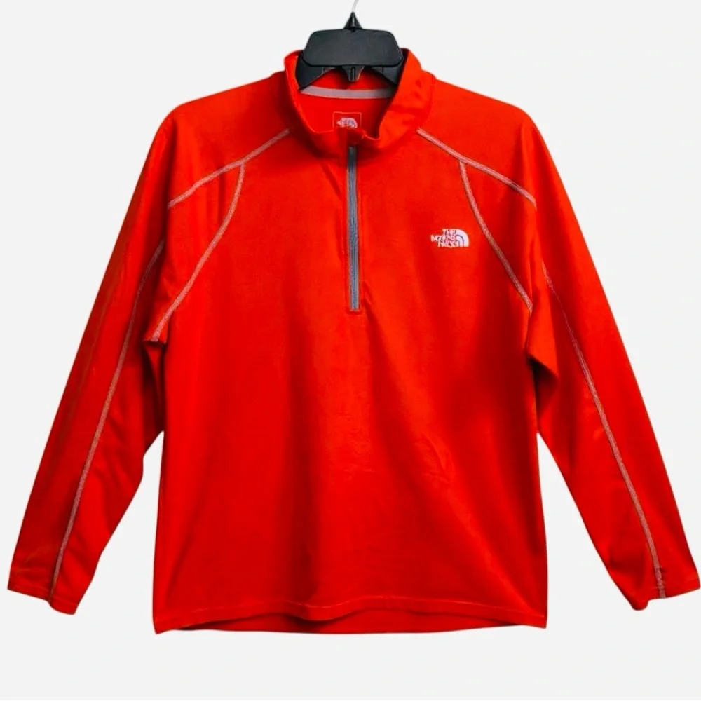 The North Face Men's Medium Quarter Zip Bright Orange Pullover Top